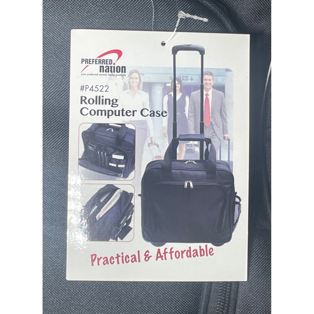 Black Rolling Laptop Briefcase Travel Bag Trolley Wheels Retractable Handle